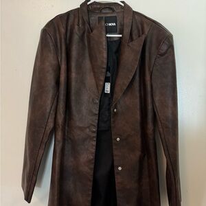 Fashion Nova Women's Brown Leather Jacket